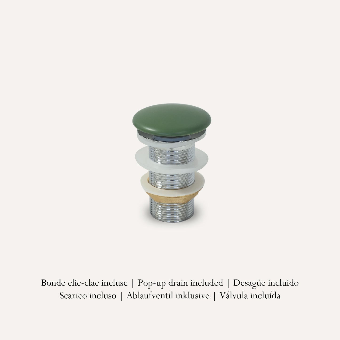 Vasque à Poser Carrée Arrondie Vert Olive RIVÉO – 365 × 365 mm – Avec Bonde