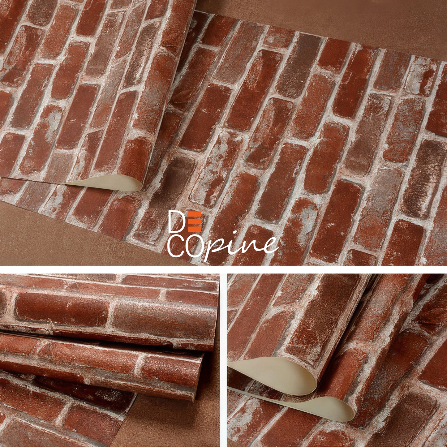 Natural Stone Effect Wallpaper – Beige and Brown Tones – 0.53 x 10m – Rustic Style