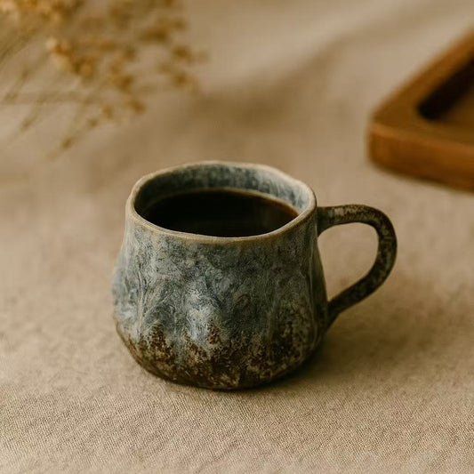 Tasse à espresso en céramique bleue – Fait main – 100 ml