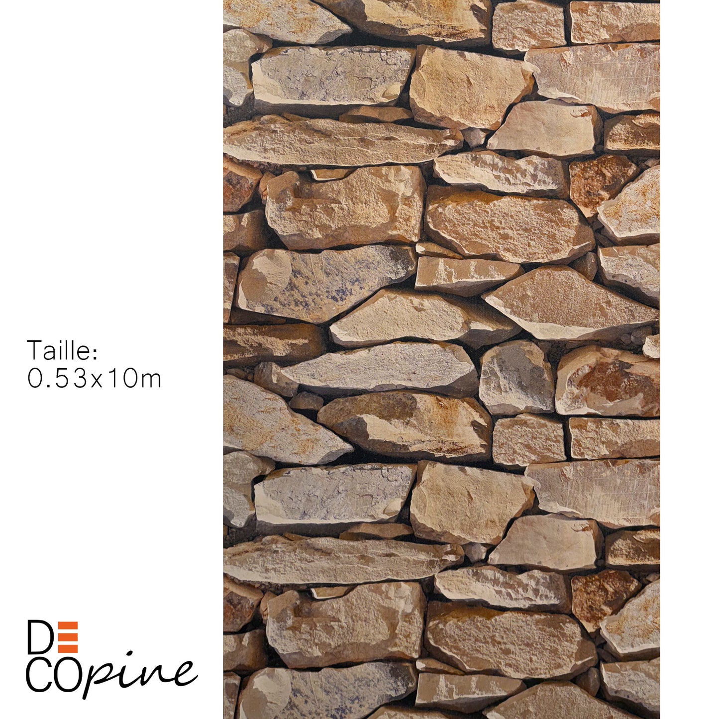 Tapete in Natursteinoptik – Beige- und Brauntöne – 0,53 x 10 m – Rustikaler Stil