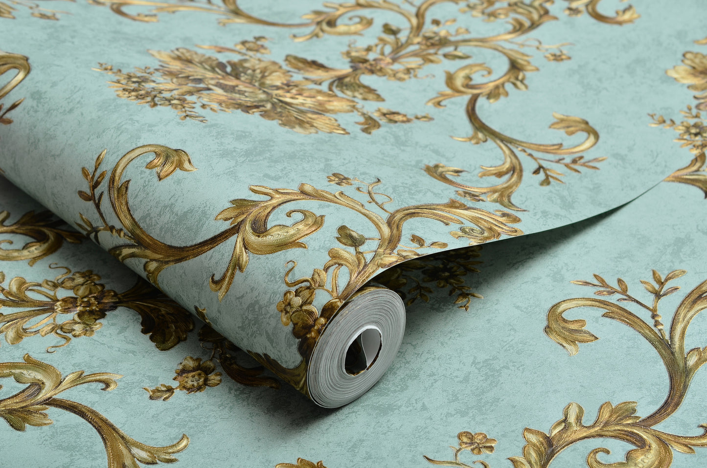 Maison d'Or Non-Woven Wallpaper β 3D Floral Decor Blue Green β 0.53 x 10m β No Glue