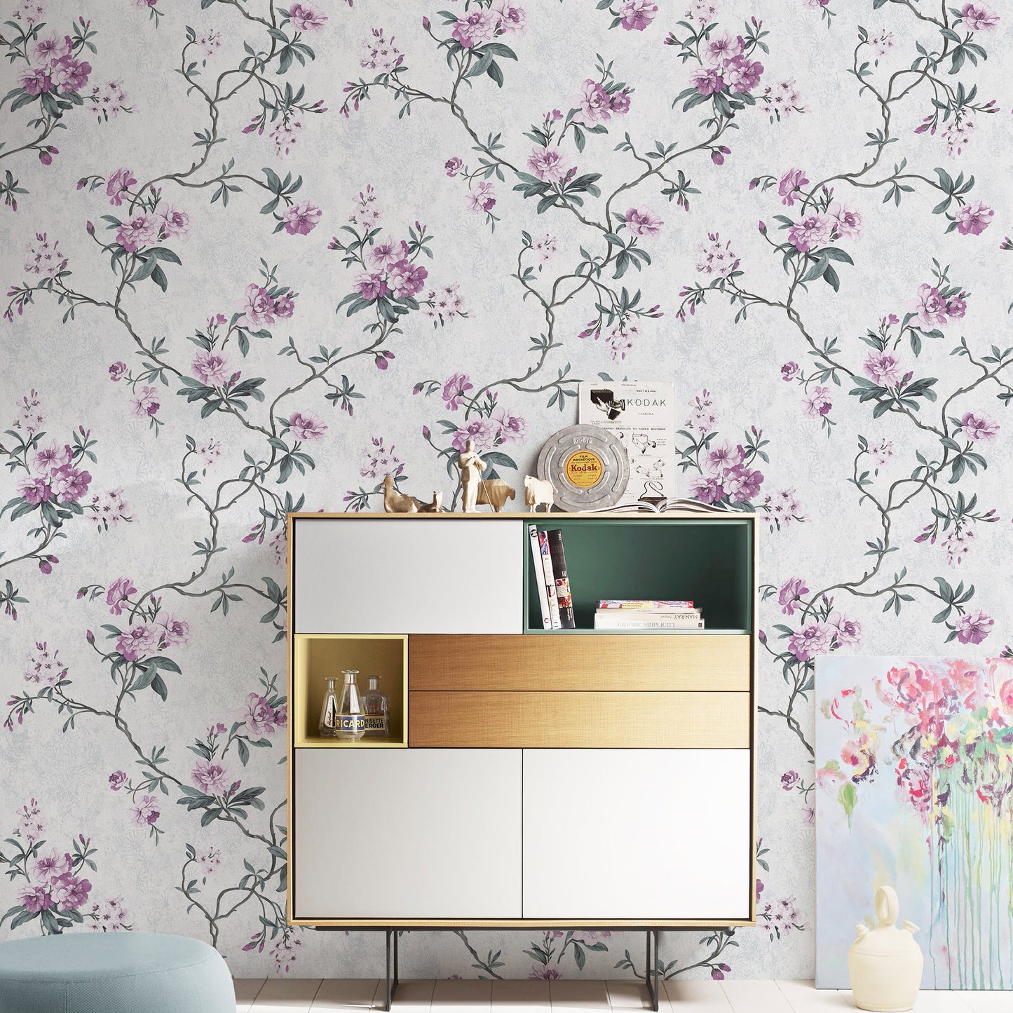 Decopine Floating Garden Non-Woven Wallpaper - White