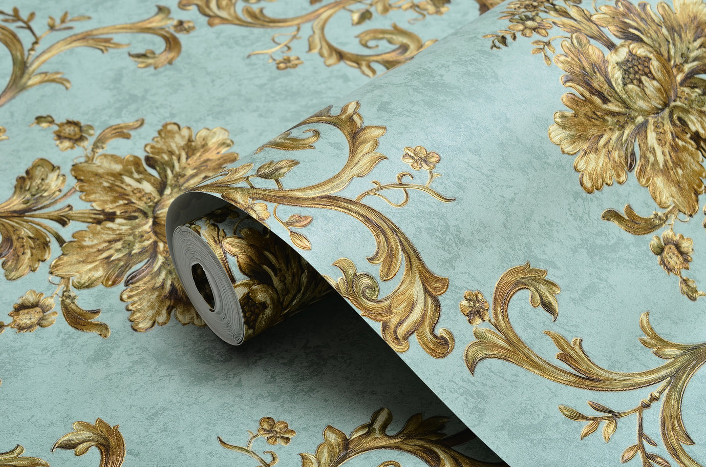 Maison d'Or Non-Woven Wallpaper β 3D Floral Decor Blue Green β 0.53 x 10m β No Glue