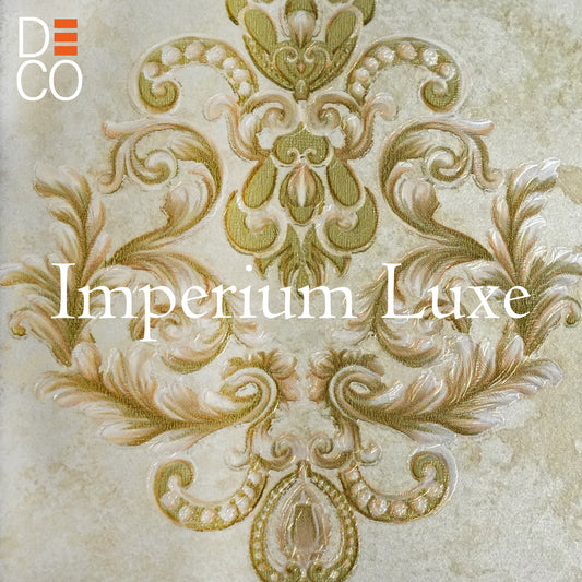 Decopine Imperium Luxe Non-Woven Wallpaper – Gold Medallion on Sage Green – 0.53 x 10m – No Glue