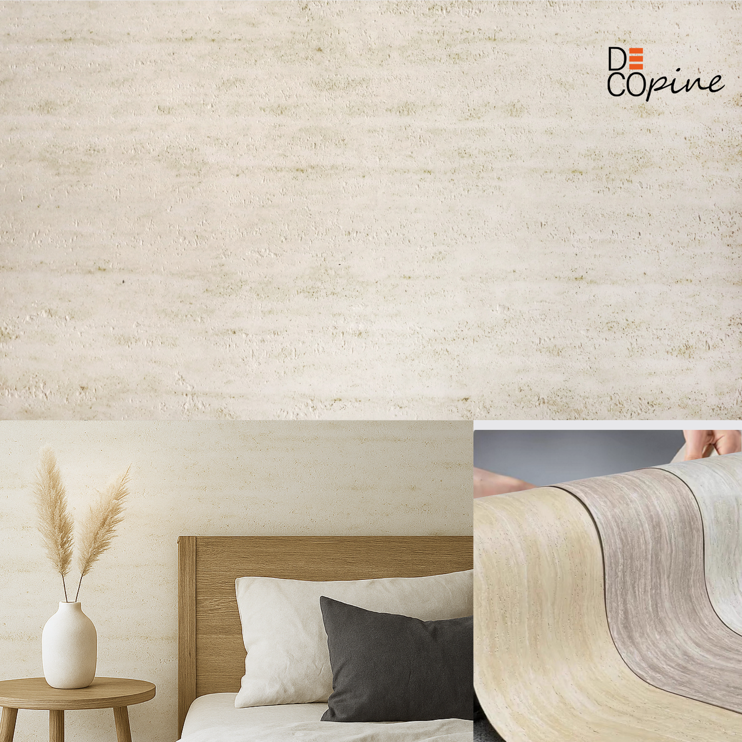 Panneau Mural Souple en Pierre Naturelle – Effet Travertin Clair – 60×120 cm – Lot de 4 – Decopine -B01TB03