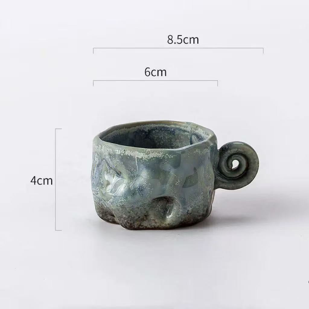 Handcrafted Ceramic Espresso Cup – 50ml – Blue Wabi-Sabi Style