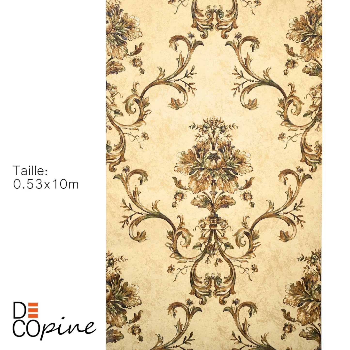 Maison d'Or Non-Woven Wallpaper – 3D Embossed Floral Decor – 0.53 x 10m – No Glue – Elegant Style