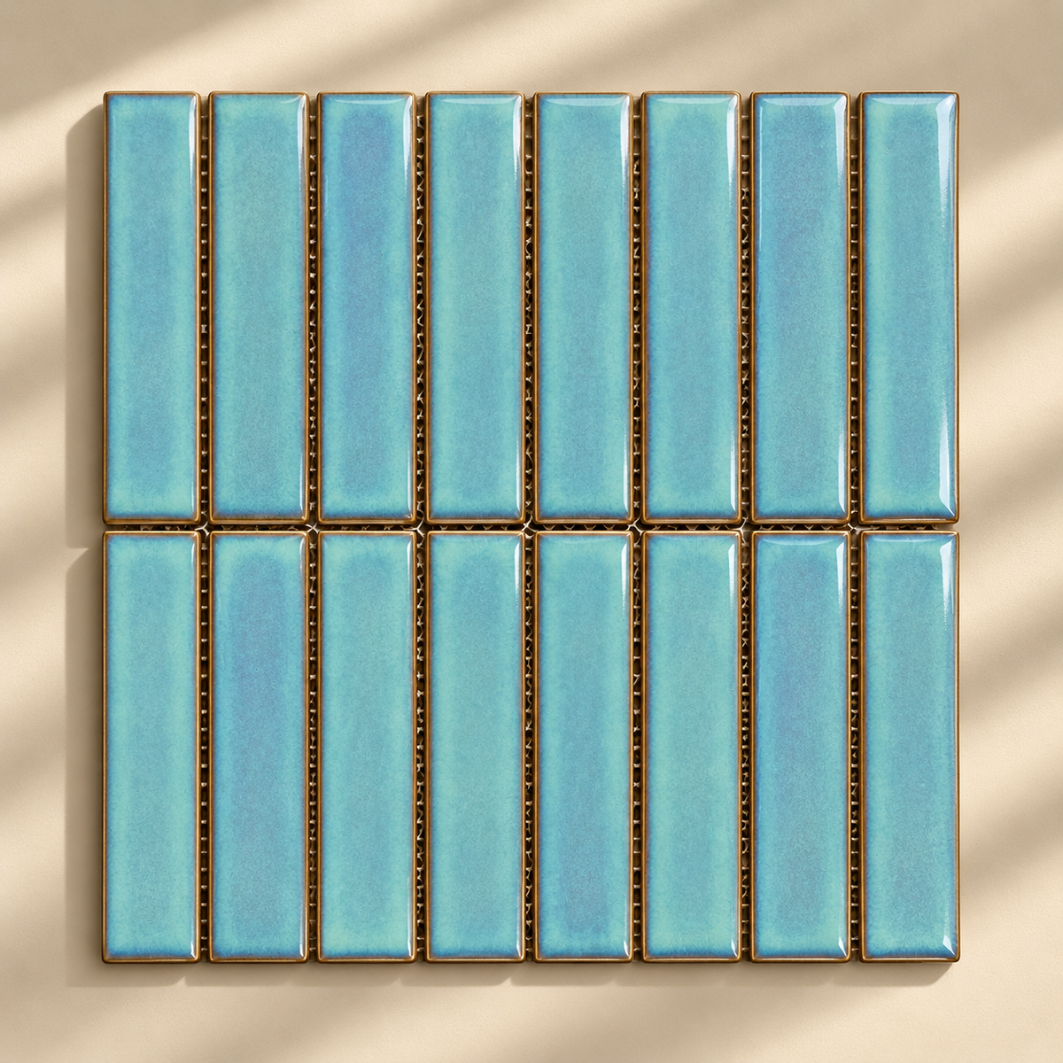 Glazed Ceramic Mosaic – Light Azure Blue – 28.4 × 29.6 cm