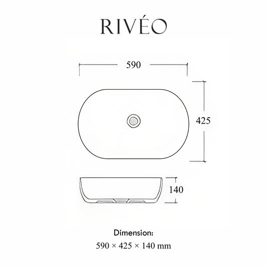 Vasque à Poser Ovale Noir Veiné Blanc RIVÉO – 590 × 425 mm – Avec Bonde