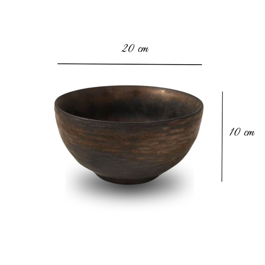 Bol en céramique artisanale doré nuancé effet encre – Ø20 cm | Decopine
