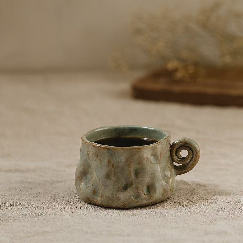 Handmade Ceramic Espresso Cup – Grey Wabi-Sabi Style – 90ml