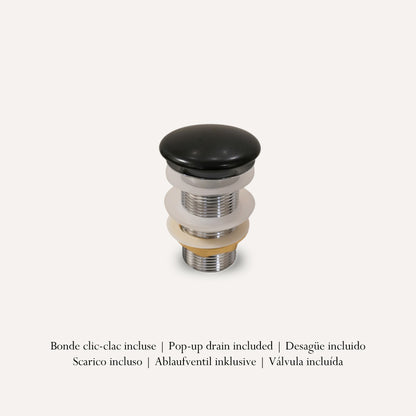Vasque à Poser Ovale Effet Marbre Noir RIVÉO – 600 × 400 mm – Avec Bonde