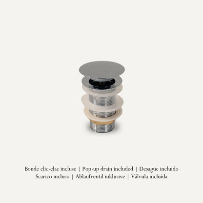 Vasque à Poser Ronde Effet Marbre Beige RIVÉO – 360 × 360 mm – Avec Bonde