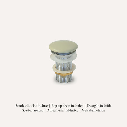 Vasque à Poser Carrée Arrondie Vert Sauge RIVÉO – 365 × 365 mm – Avec Bonde