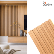 Decorative light wood-effect slatted panels – Groove system – Indoor use – 140 cm (Set of 2)