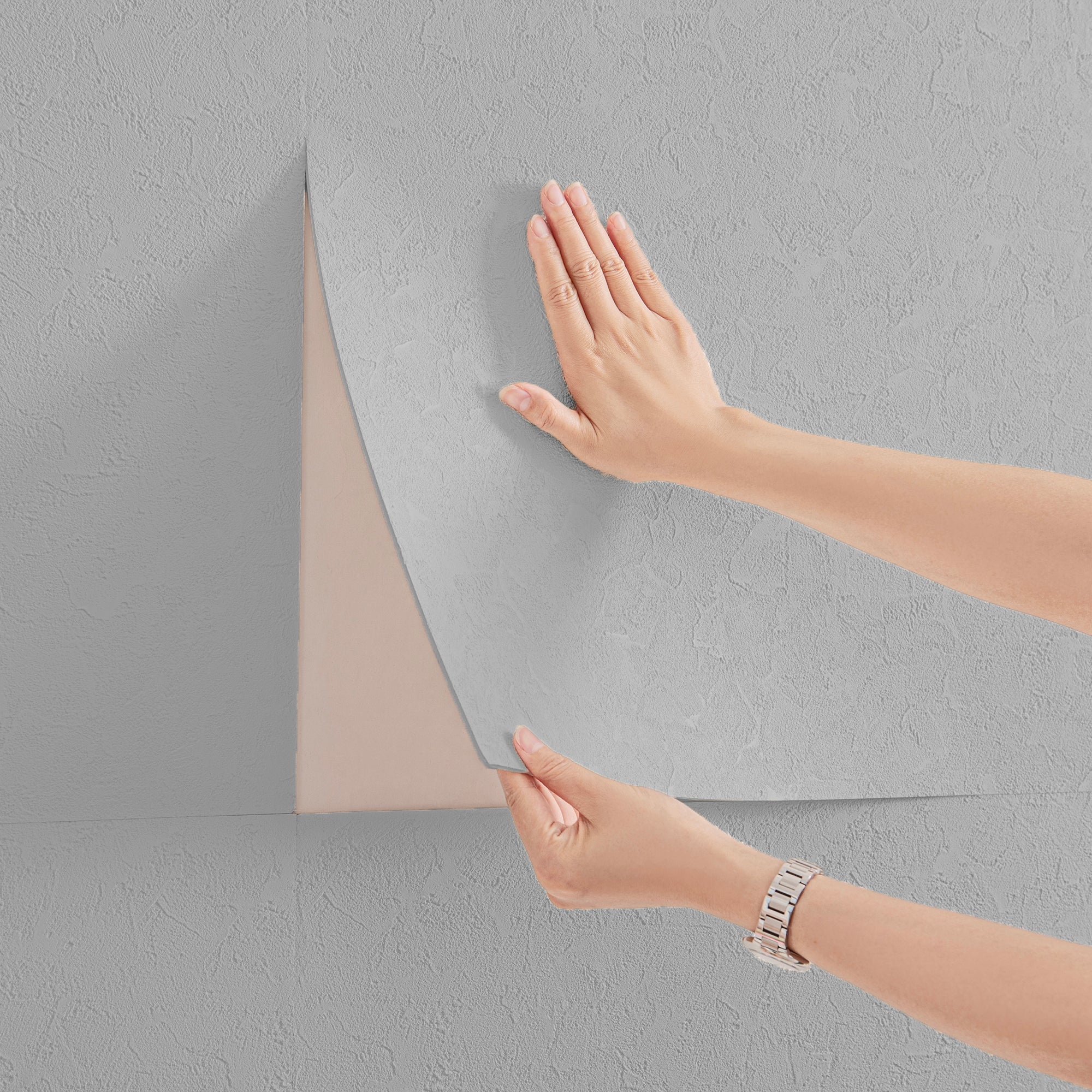 3D Self-Adhesive Wallpaper – Fine Textured Embossing – Light Grey – 60×280 cm