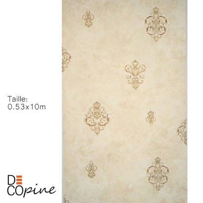 Decopine Imperium Luxe Non-Woven Wallpaper – Gold Medallion on Sage Green – 0.53 x 10m – No Glue