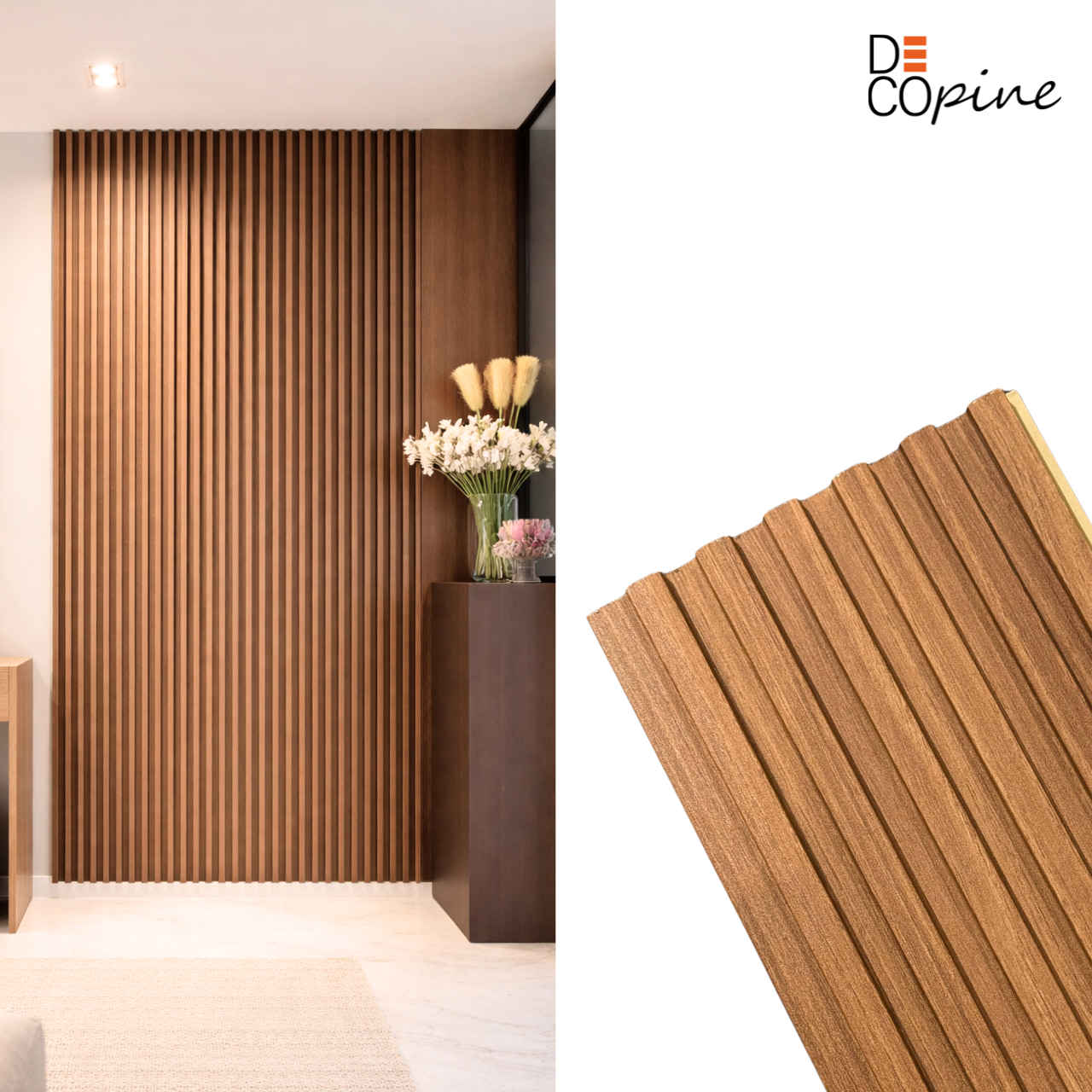 Decorative Slatted Panels with Dark Wood Effect – Groove System – Indoor Use – 140 cm (Set of 2)