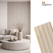 Decorative half-cylinder slatted panels – Bamboo fiber composite – Grey – 140 cm (Set of 2)