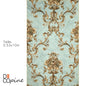 Maison d'Or Non-Woven Wallpaper – 3D Floral Decor Blue Green – 0.53 x 10m – No Glue