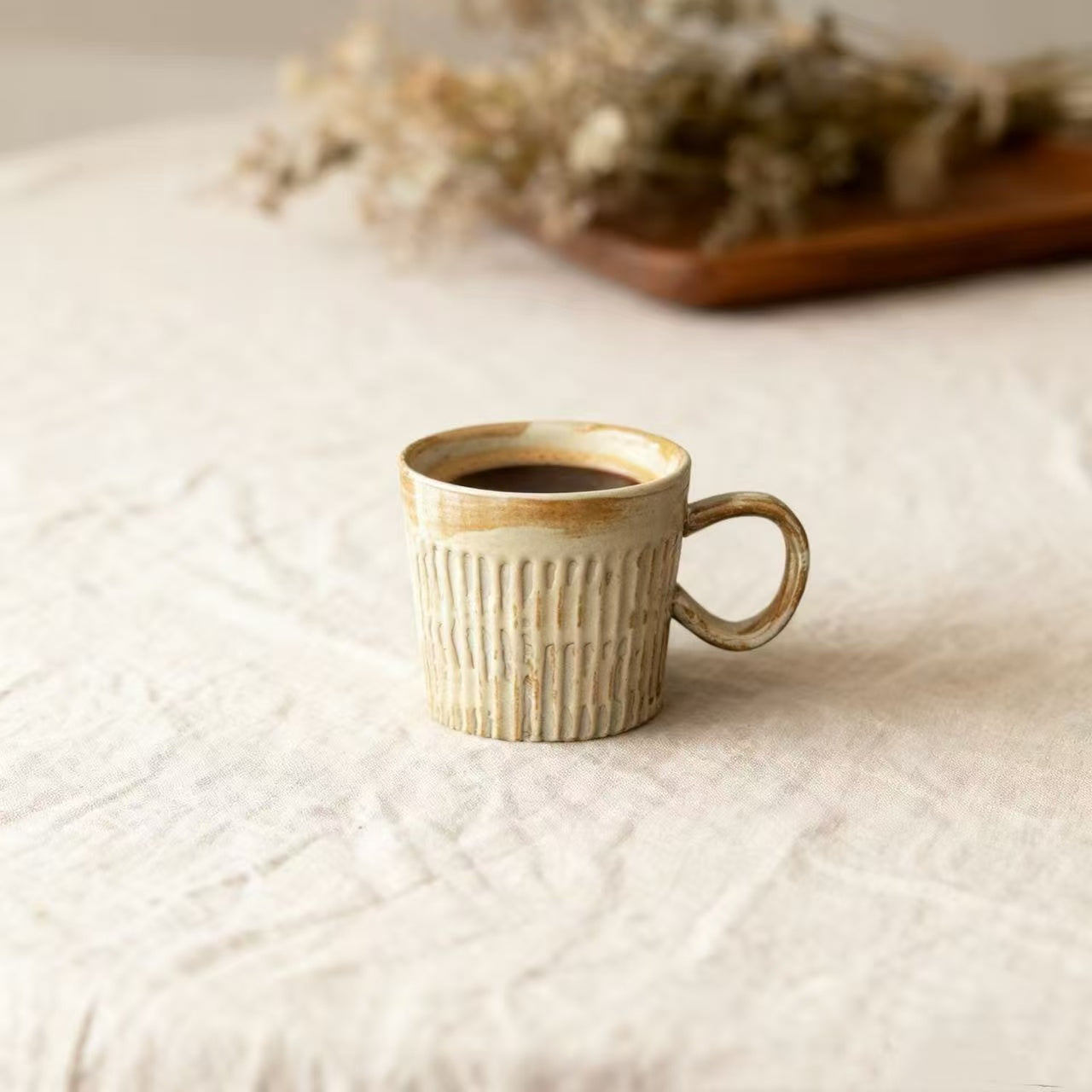 Ceramic Coffee Cup – Beige – Handmade – 170 ml