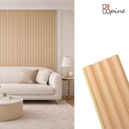 Panneaux décoratifs à lames demi-cylindriques – Composite fibres de bambou – Bois clair – 140 cm (Lot de 2)