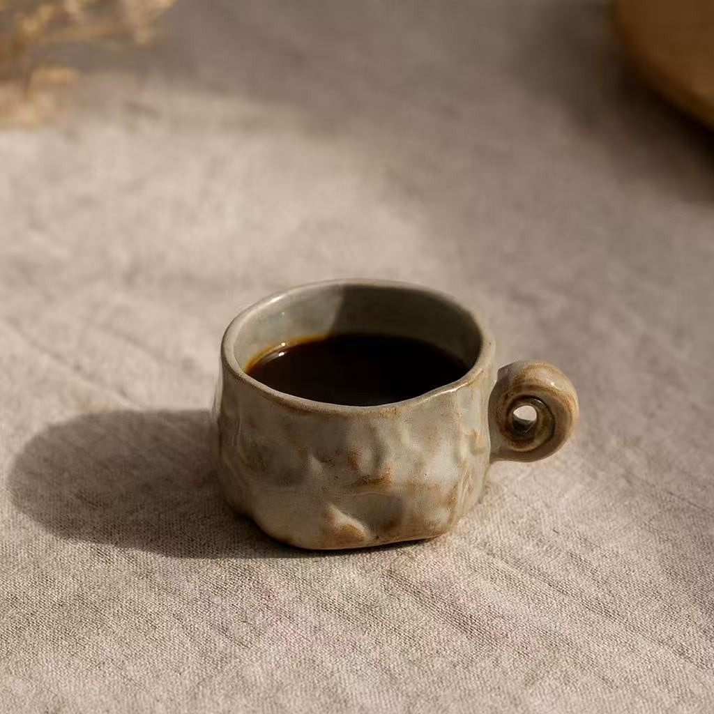 Handmade Wabi-Sabi Espresso Cup – Grey Ceramic – 50ml | Decopine