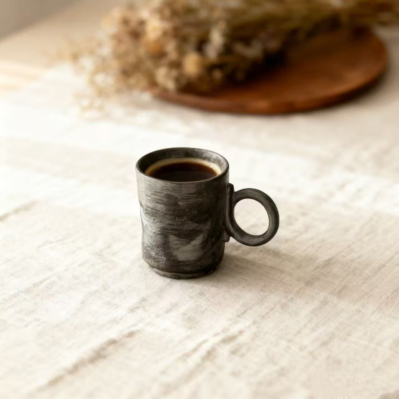 Ceramic Coffee Mug – Black – Handmade – 150 ml
