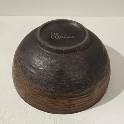 Bol en céramique artisanale noir aux reflets dorés – Ø13,5 cm | Decopine