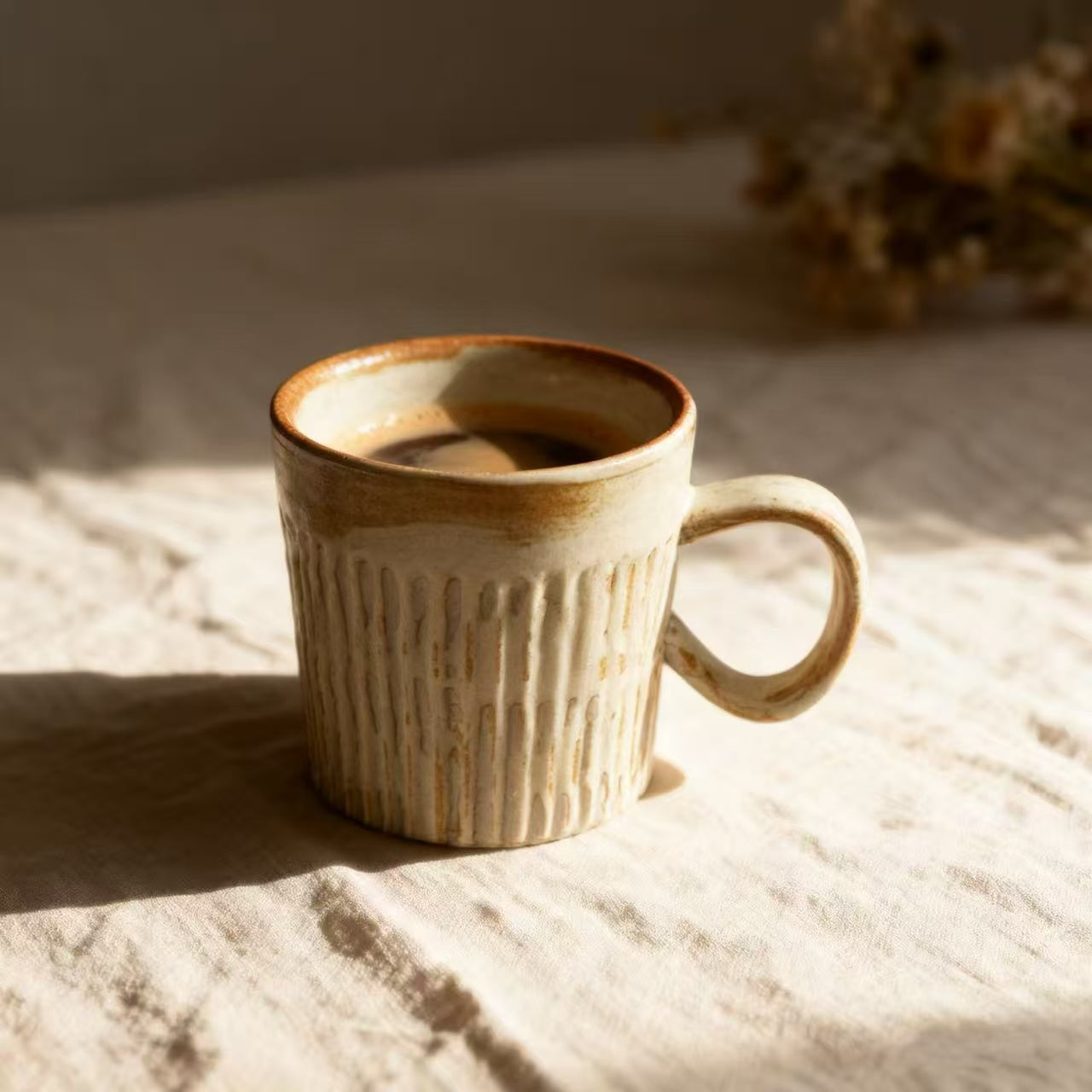 Ceramic Coffee Cup – Beige – Handmade – 170 ml