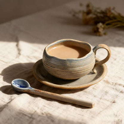 Tasse à café en céramique jaune – Fait main – 145 ml