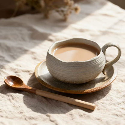 Tasse à café en céramique blanche – Fait main – 145 ml