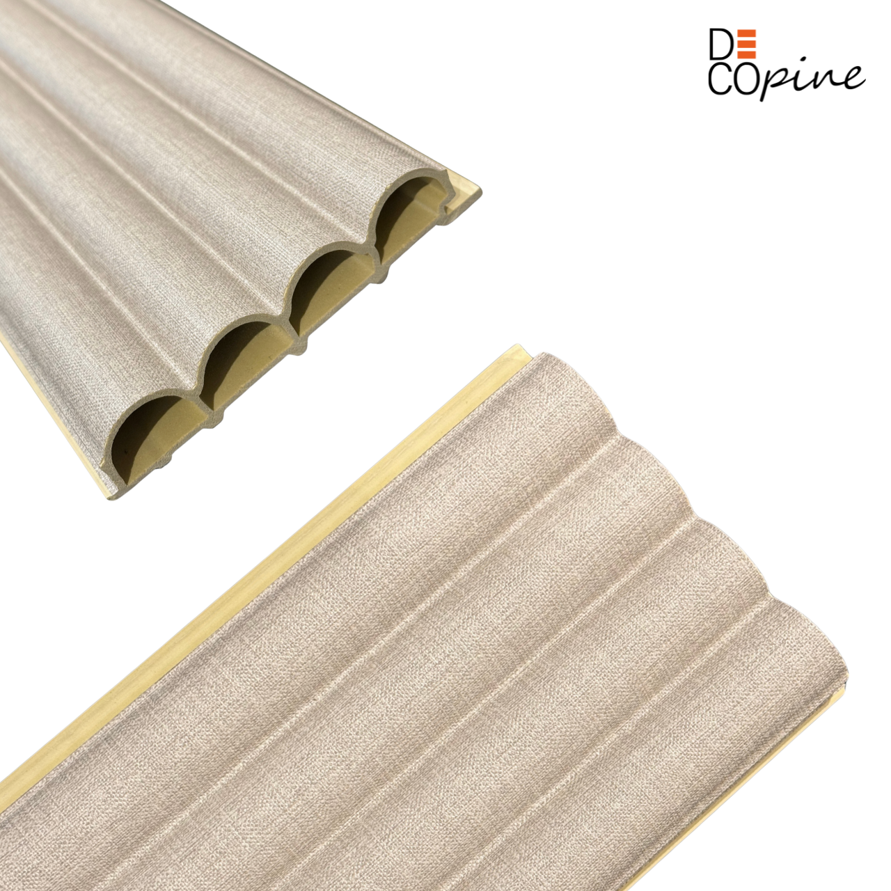 Decorative half-cylinder slatted panels – Bamboo fiber composite – Grey – 140 cm (Set of 2)