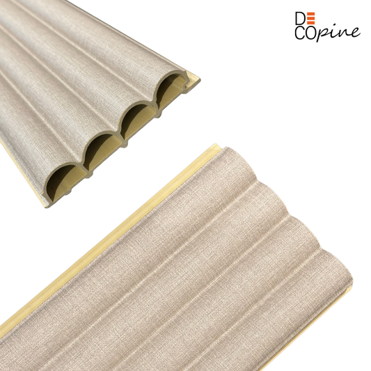 Panneaux décoratifs à lames demi-cylindriques – Composite fibres de bambou – Gris – 140 cm (Lot de 2)