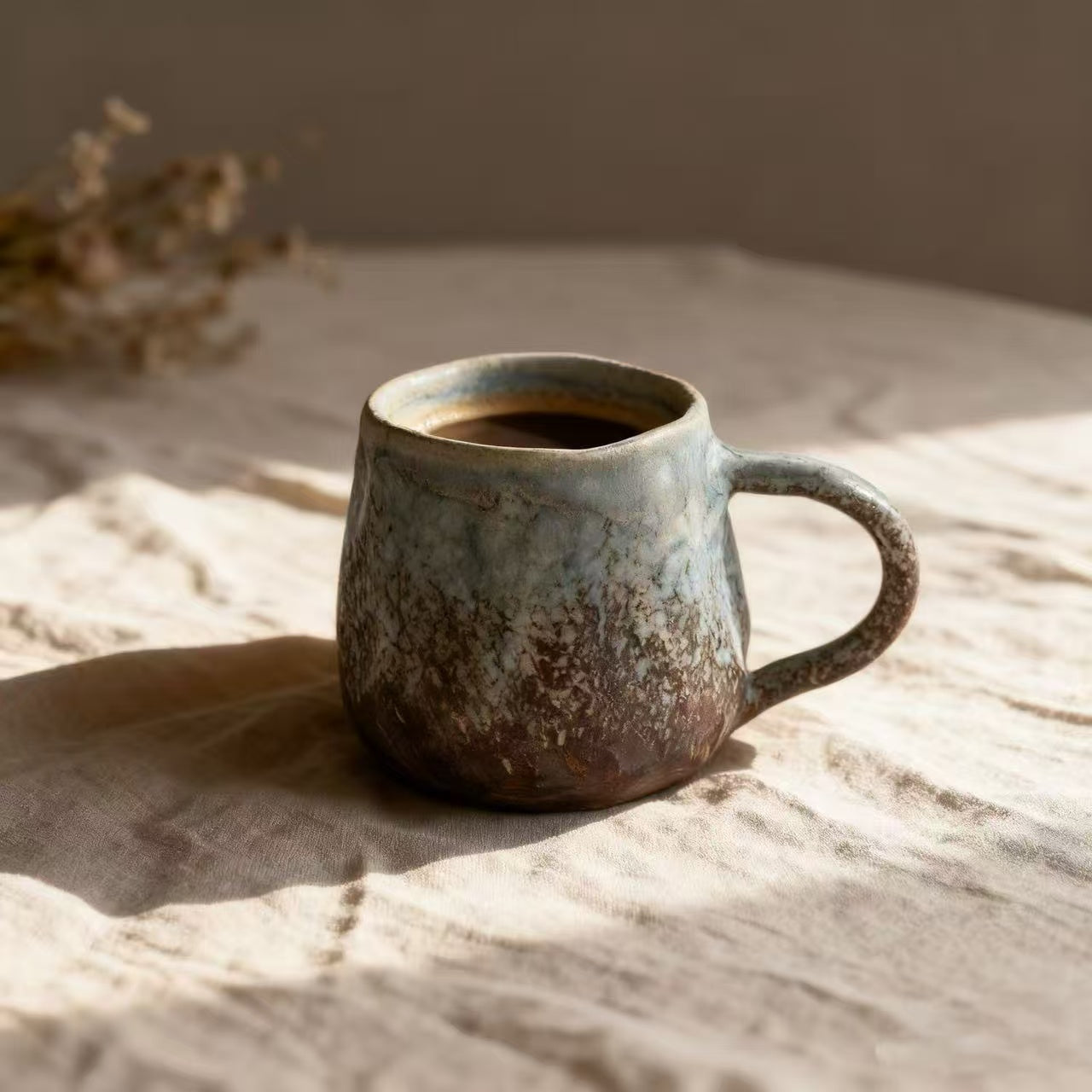 Blue ceramic espresso cup – Handmade – 3 fl oz
