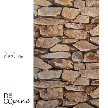 Tapete in Natursteinoptik – Beige- und Brauntöne – 0,53 x 10 m – Rustikaler Stil
