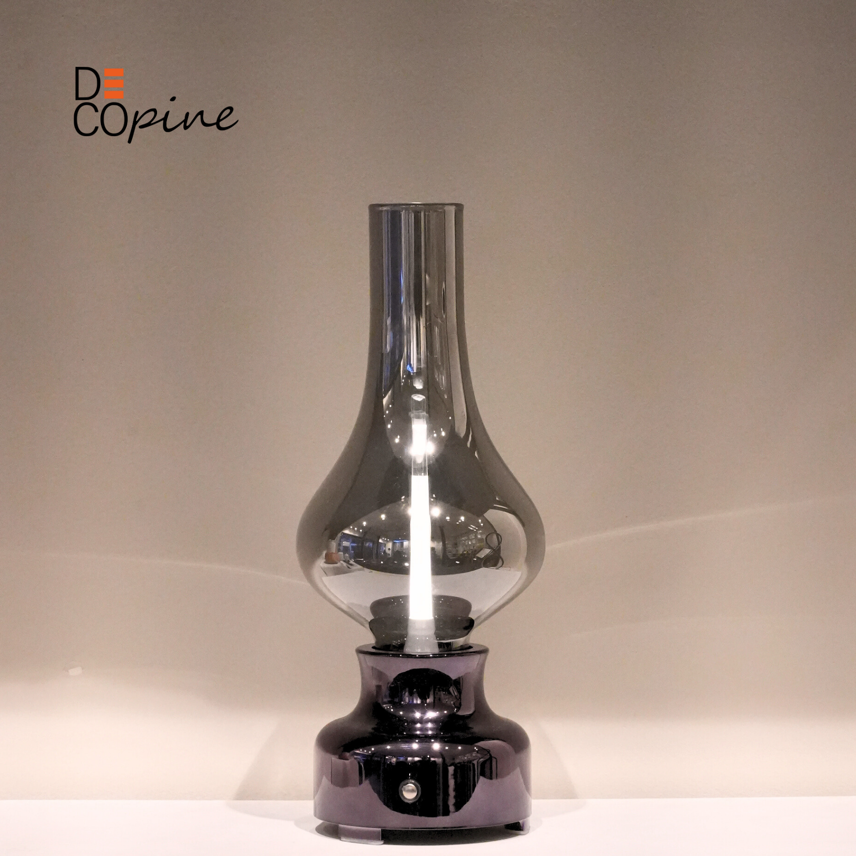 Dimmable Smoked Glass LED Table Lamp