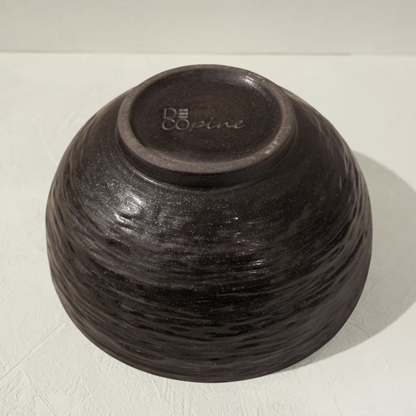 Bol en céramique artisanale noir nuancé effet encre – Ø13,5 cm | Decopine
