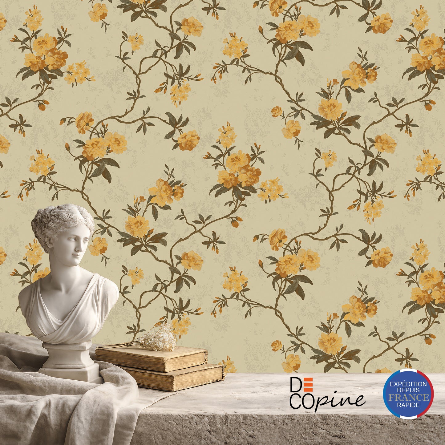 Decopine Floating Garden Non-Woven Wallpaper - Light Beige