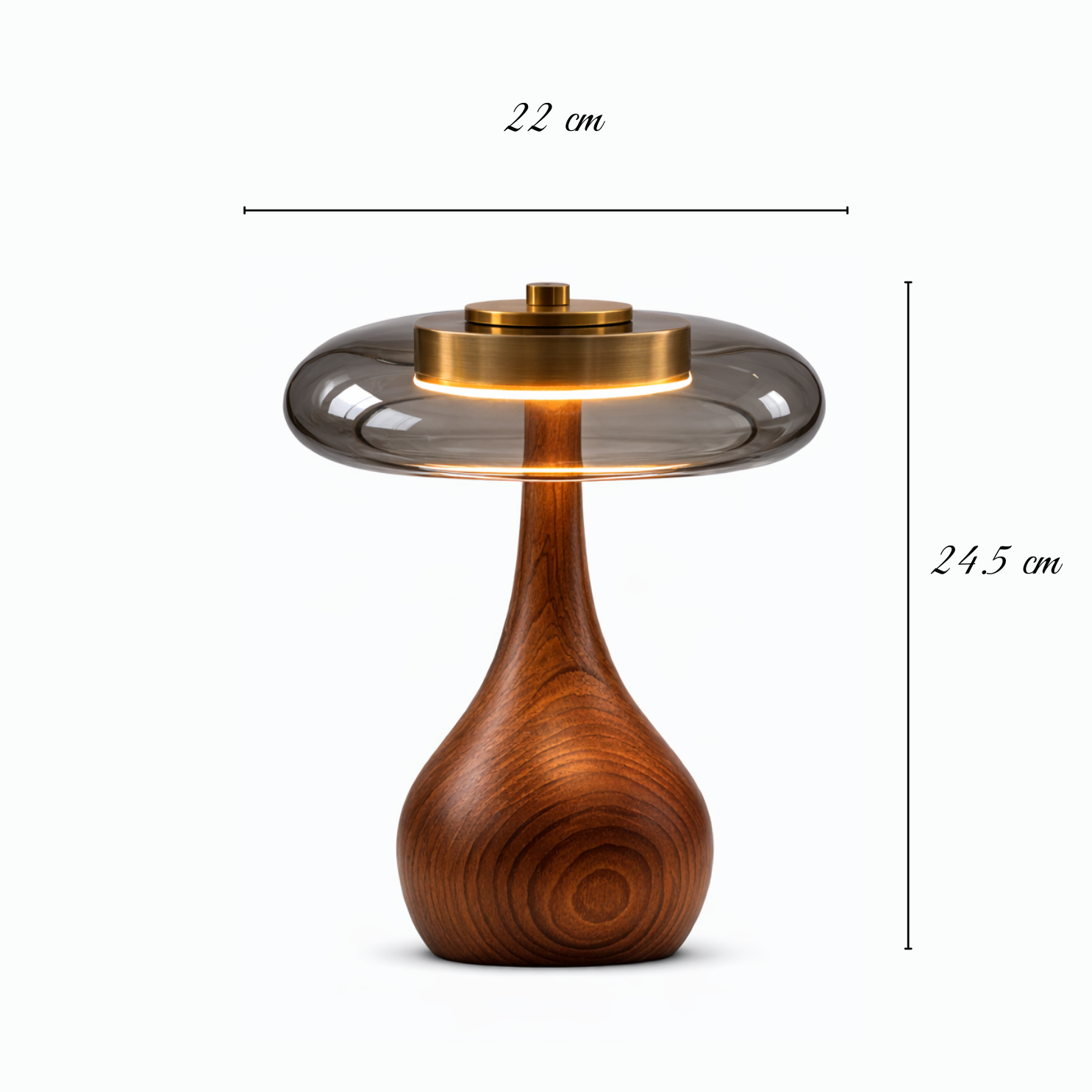 Eloise Ash Wood & Grey Smoked Glass Table Lamp – ELOISE01 – Decopine (Available for pre-order)