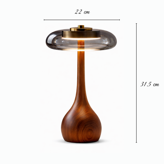 Lampe de Table Haute en Frêne & Verre Fumé Gris – ÉLOISE02 – Decopine