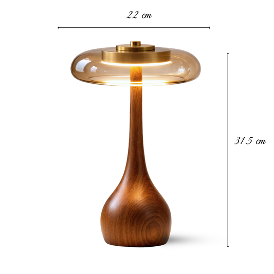 Lampe de Table Haute en Frêne & Verre Cognac – ÉLOISE02 – Decopine