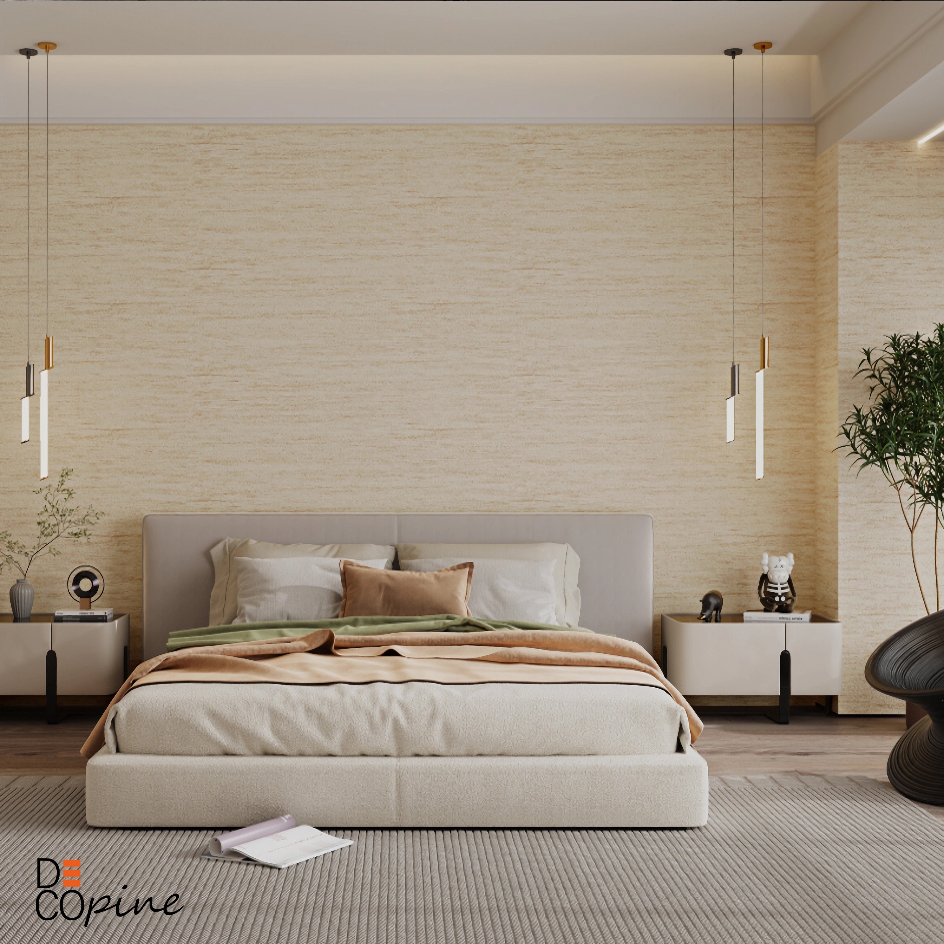 Self-Adhesive Travertine Effect Wallpaper - Light Beige - 60x280 cm