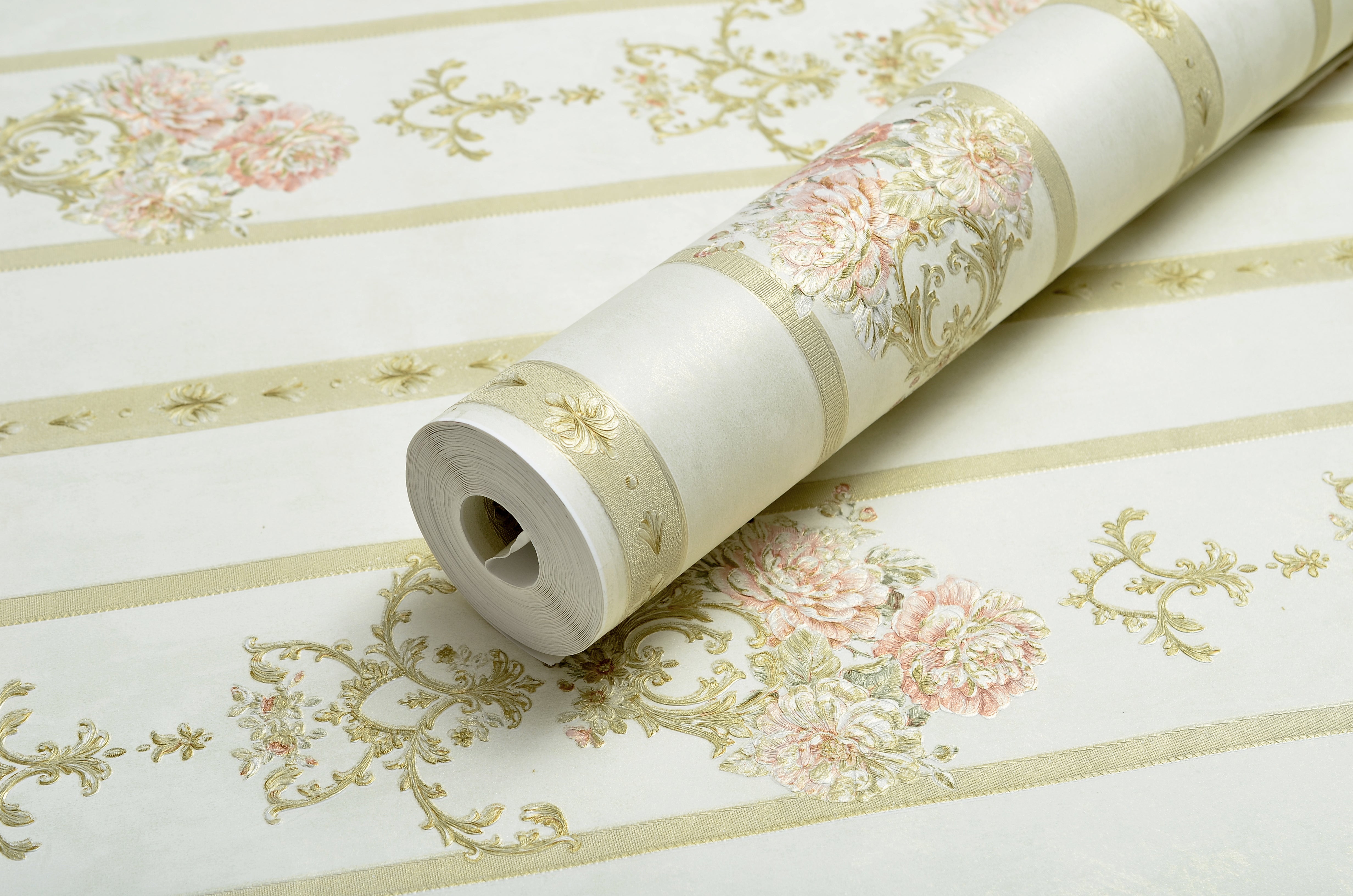 Non-Woven Wallpaper Royal Ribbon – Soft Beige – 0.53 x 10m