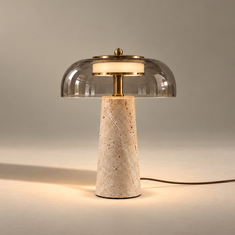 Tall Ash & Grey Smoked Glass Table Lamp – ÉLOISE02 – Decopine (Available for pre-order)