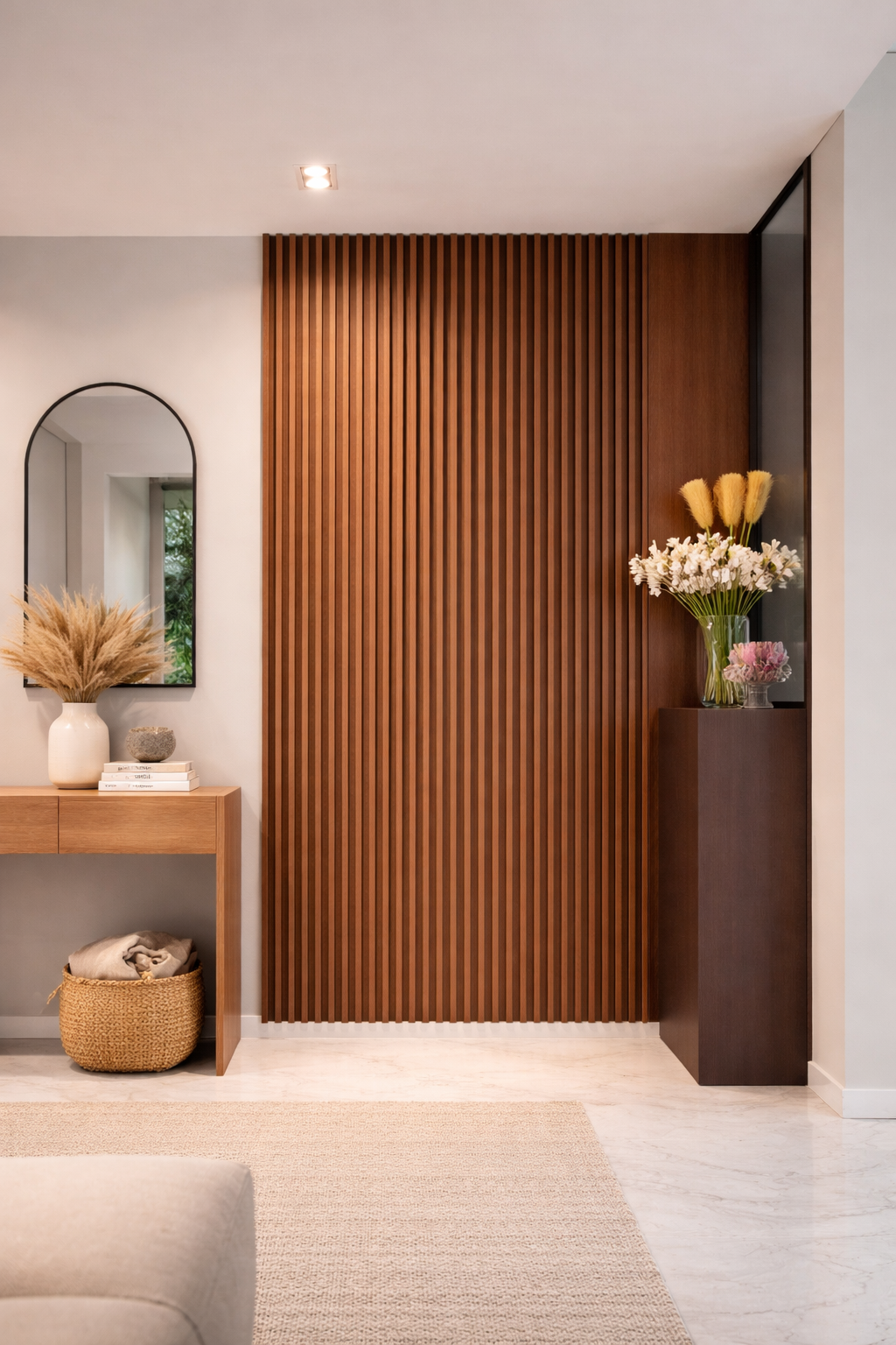 Decorative Slatted Panels with Dark Wood Effect – Groove System – Indoor Use – 140 cm (Set of 2)
