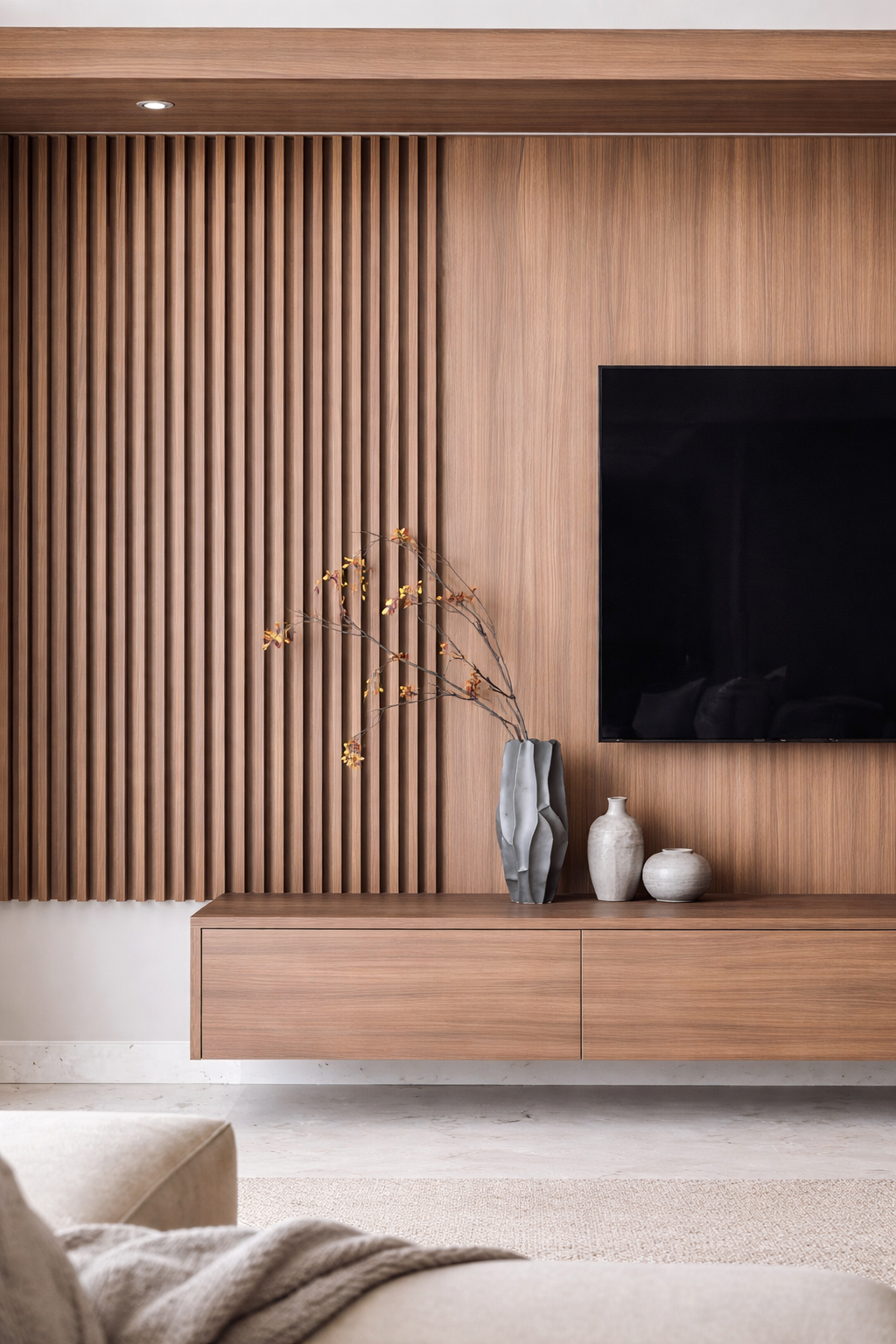 Decorative light wood-effect slatted panels – Groove system – Indoor use – 140 cm (Set of 2)