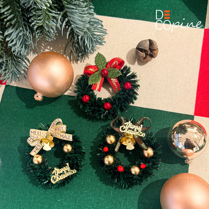 🎄Magnet Couronne de Noël avec Nœud – Décoration Festive (7 cm)