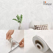Papier Peint Auto-adhésif texturé effet enduit à la chaux – Blanc - 60x280 cm
