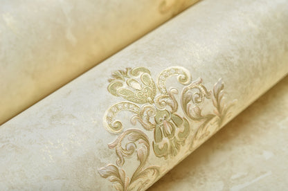 Decopine Imperium Luxe Non-Woven Wallpaper – Gold Medallion on Sage Green – 0.53 x 10m – No Glue